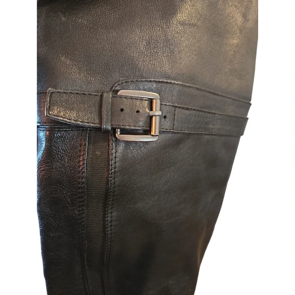 Nine West Black‎ Leather Knee High Riding Boots Size 10